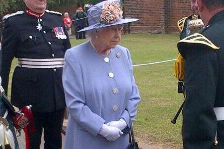 The Queen chats to soldiers at Howe Barracks in Canterbury