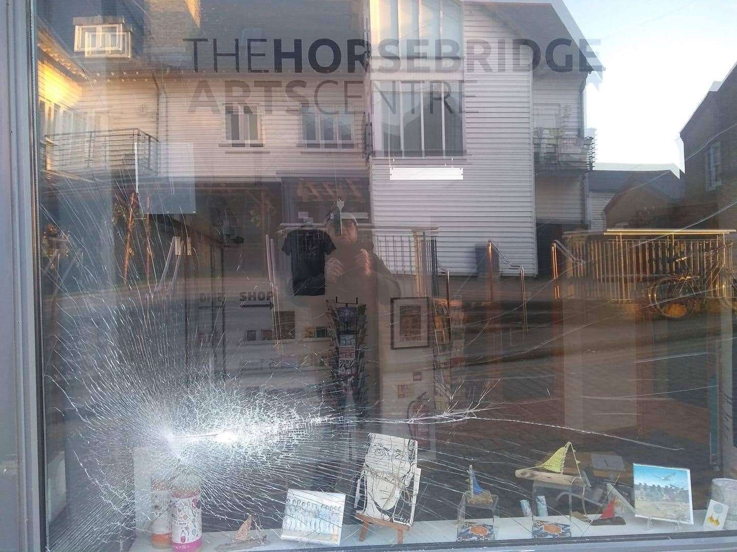 A window at The Horsebridge Arts Centre was smashed. Picture: The Horsebridge Arts Centre/Facebook