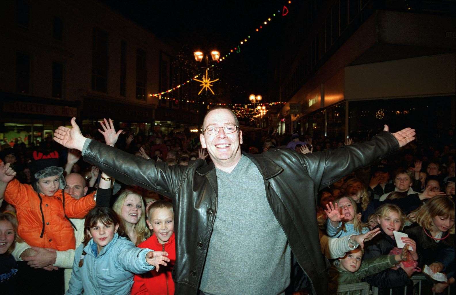 Adam Woodyatt at the Folkestone Christmas lights switch-on in 2001