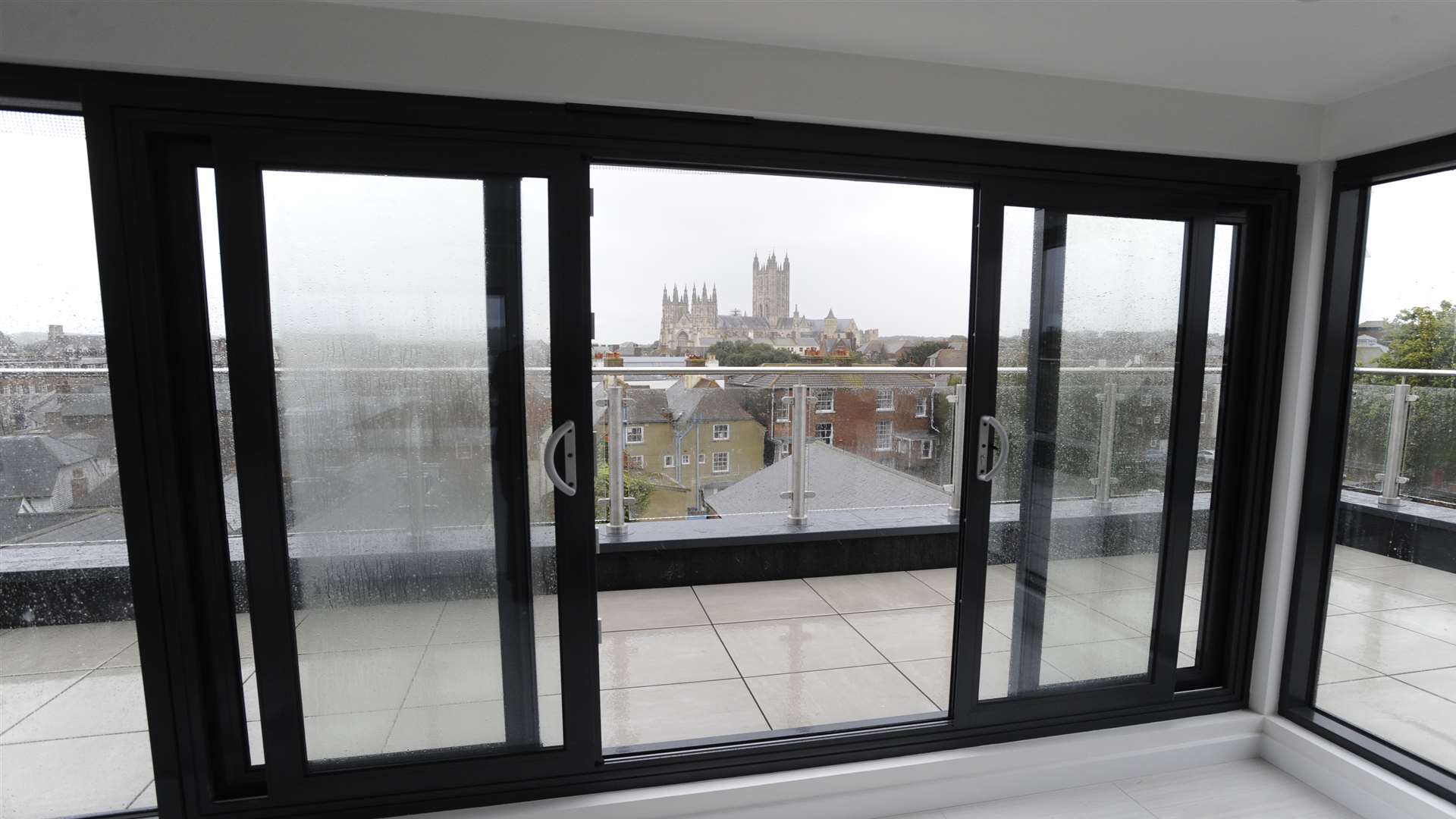 The apartment has panoramic views of the city
