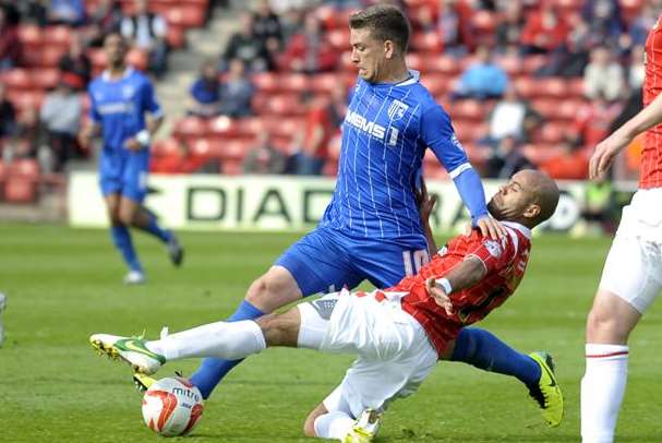 Cody McDonald in action against Walsall. Picture: Barry Goodwin
