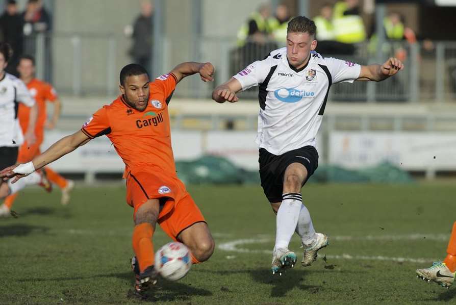On-loan Luton striker Alex Wall (right) Picture: Andy Payton
