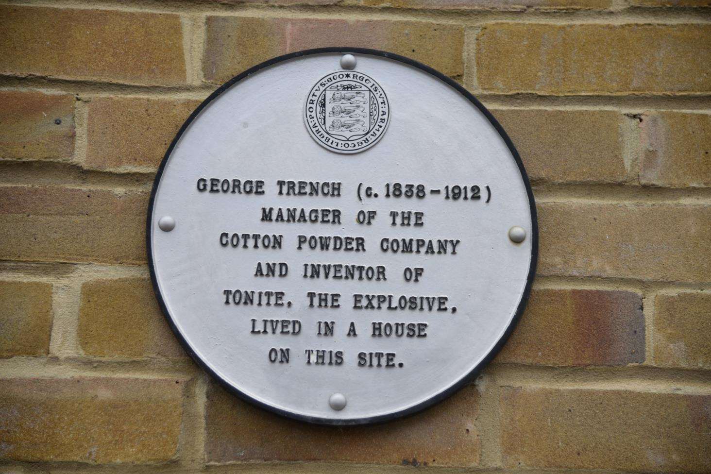 The plaque to George Trench on a modern property in Abbey Street