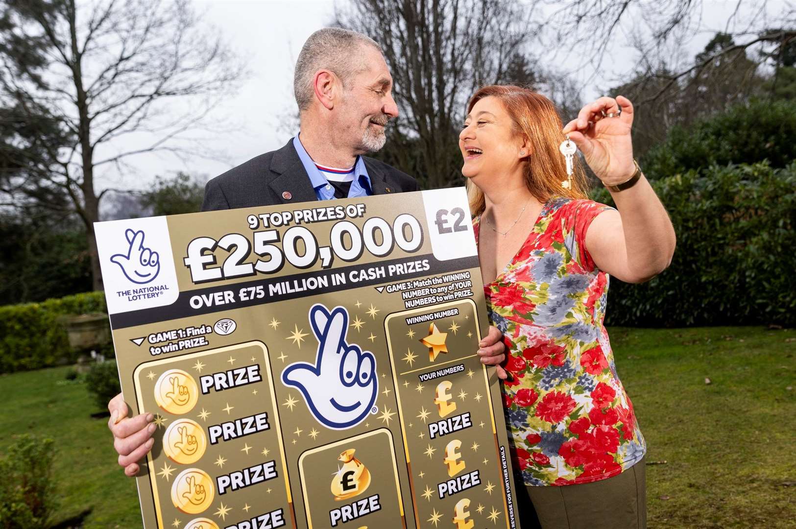 John Simpson and Michelle Newton won £250,000 and say it is all thanks to them losing their keys. Picture: Camelot/James Robinson