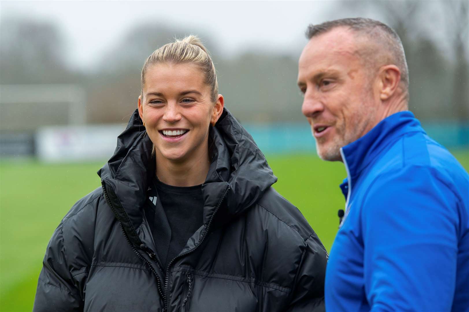 Arsenal and England star Alessia Russo with Bearsted chairman Jamie Houston. Picture: Ian Scammell