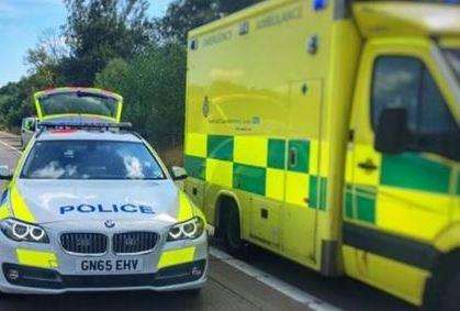 Police car and ambulance. Stock picture