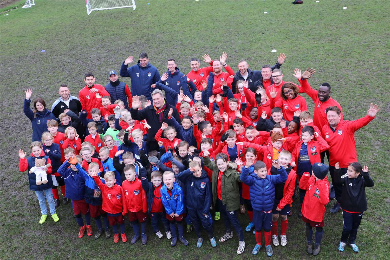 Football legend Glenn Hoddle with AFC Minster FC players and coaches at Sheppey Sports Ground. Picture: Andy Jones