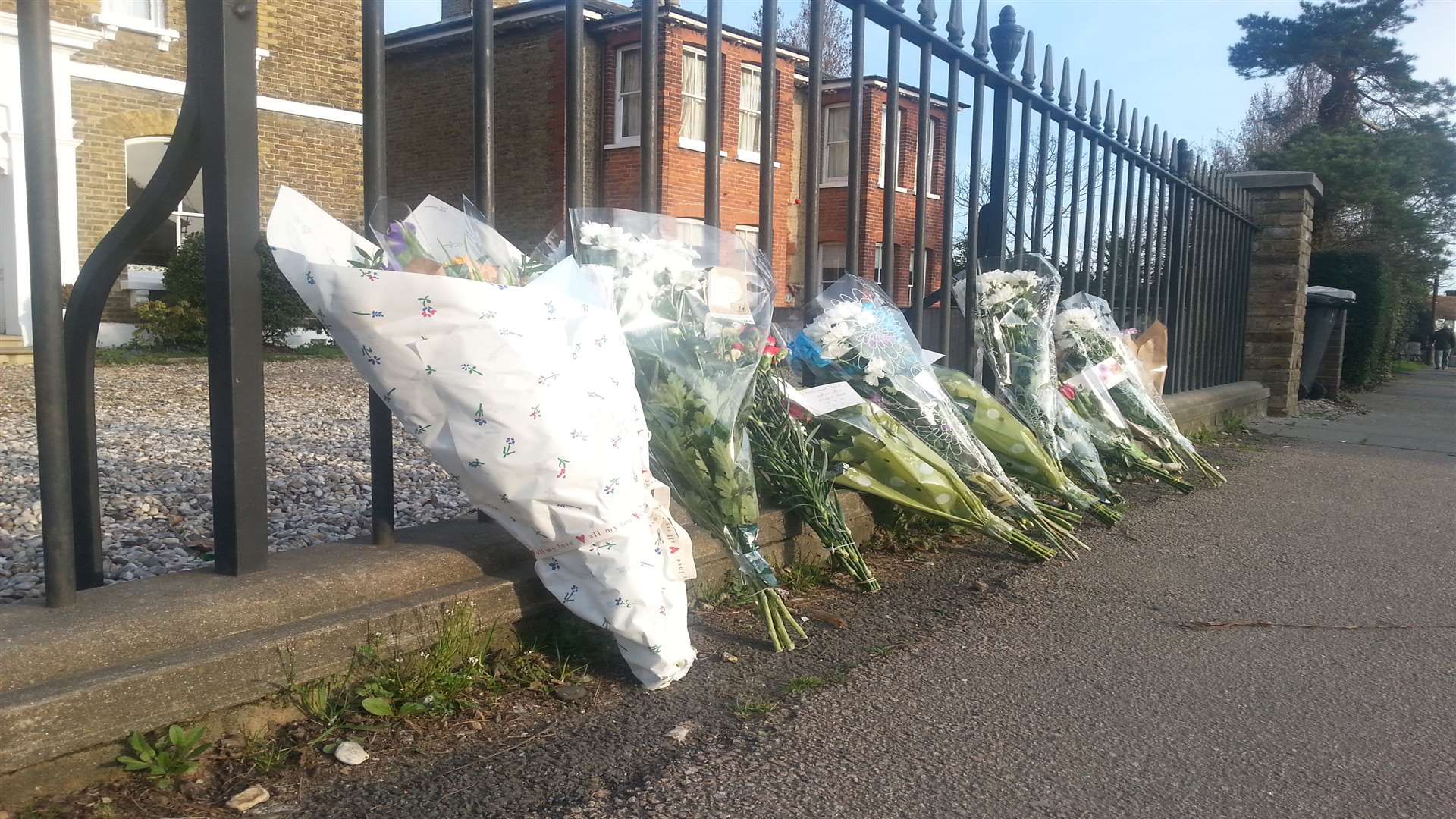Flowers have been left at the scene of the tragedy