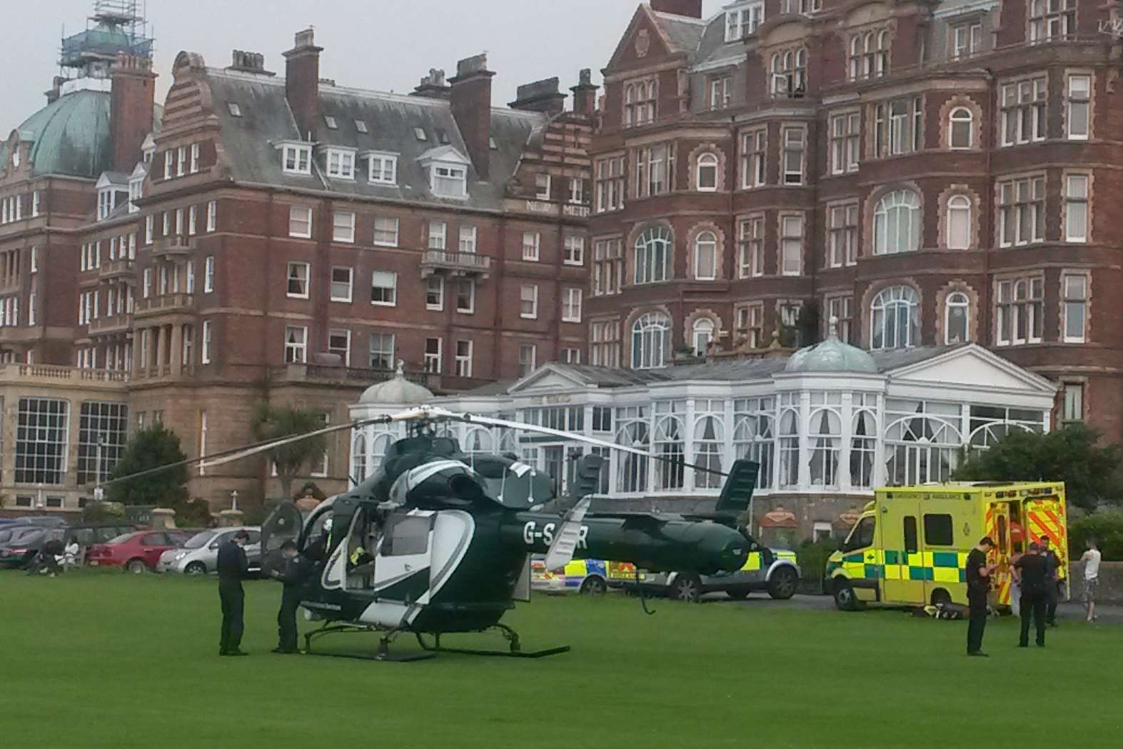 The air ambulance landed at The Leas
