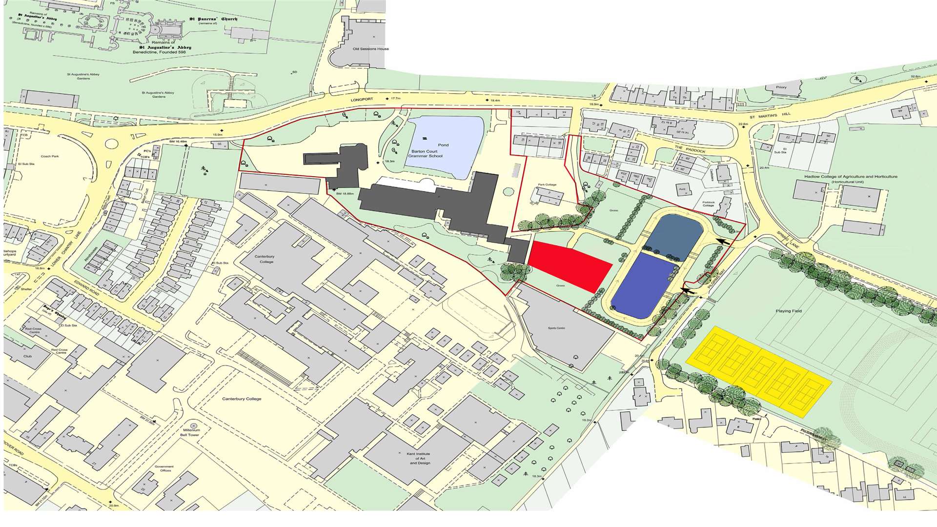 A plan shows where the new buildings, car park and entrance could go