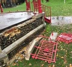 The ornamental barriers were smashed off the bandstand