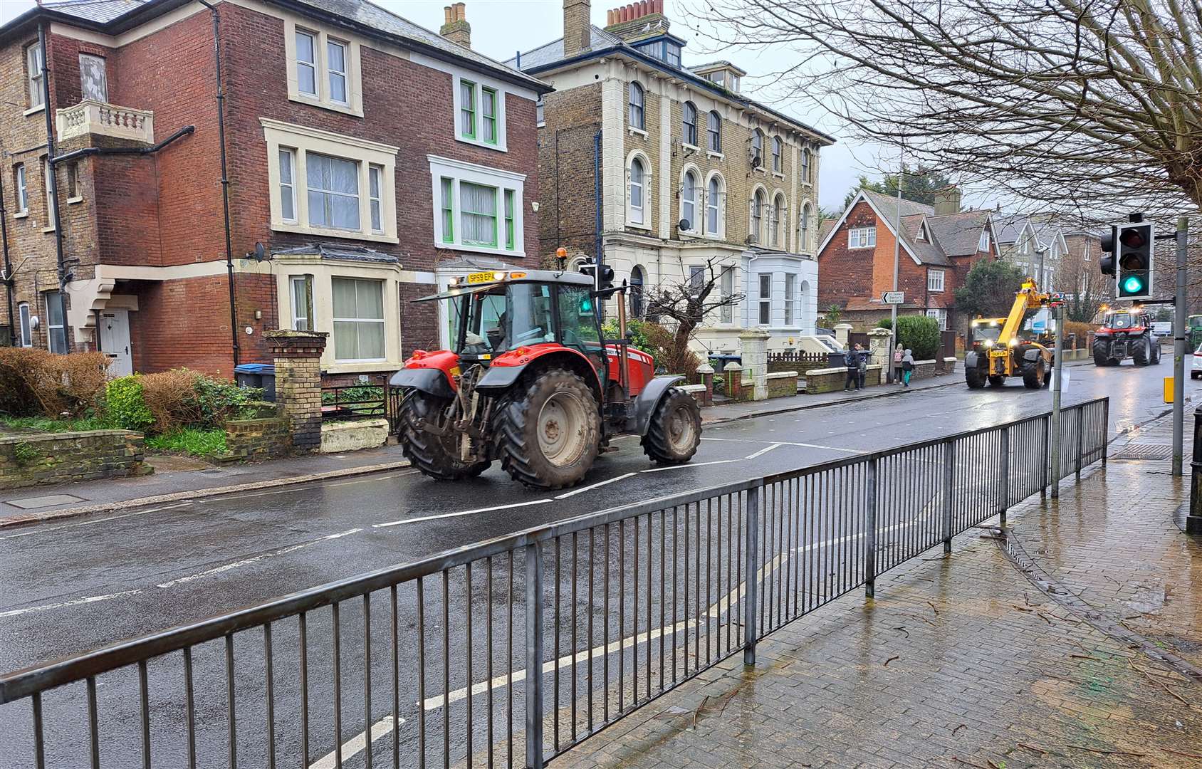 Farmers made their way down Maison Dieu Road during protests through Dover