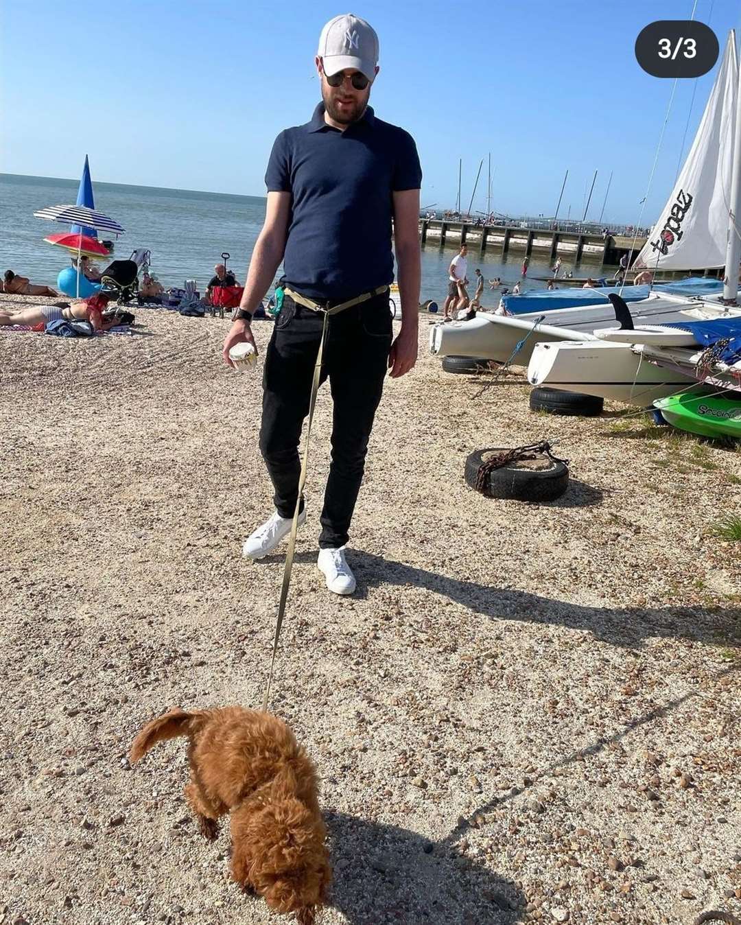 Jack Whitehall enjoying the sun at Whitstable beach. Picture: Instagram / jackwhitehall