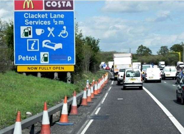 There is no fuel at the Clacket Lane services on the clockwise M25. Stock image.