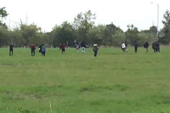 The illegal immigrants running from the grounds of Aesica Pharmaceuticals, North Road, Queenborough.