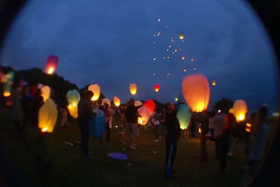 Lanterns were let off from Dover in memory of Cam Bracey