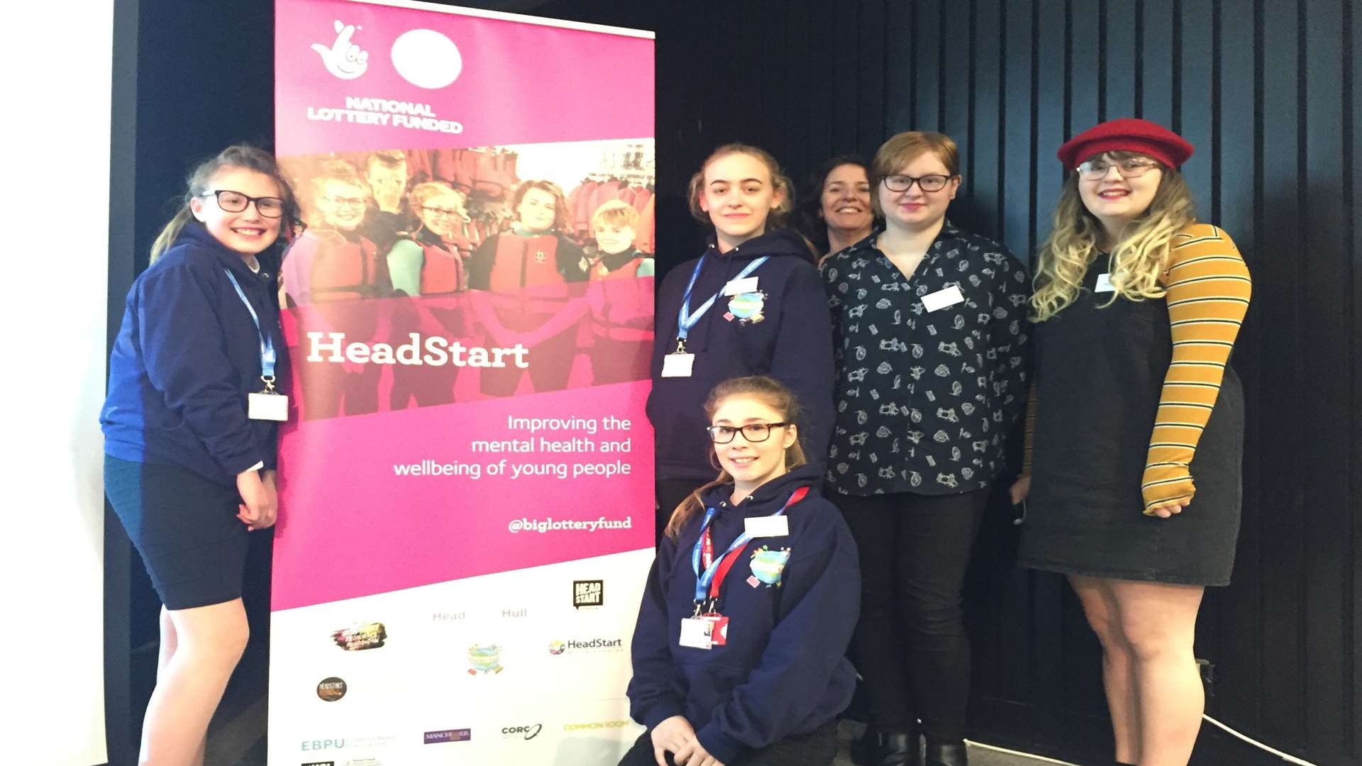 The HeadStart Kent event with young people and officials. Pippa Stickells, Lizzy Parker,, Mia Adams, Angela Ford, Charlotte Swaine and Millie May. Picture courtesy of Kent County Council