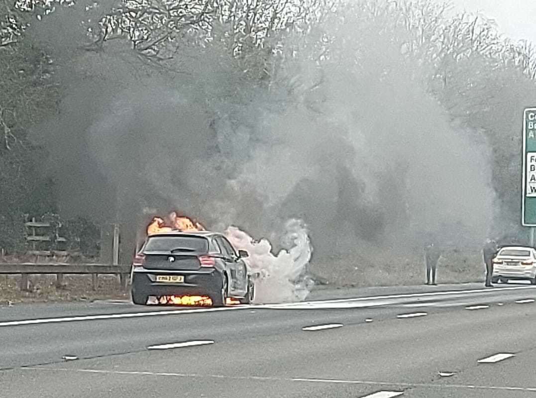 Fire crews were called to attend a vehicle blaze on the hard shoulder of the A2, near Dartford. Photo: Lisa Parker