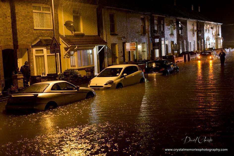 Albert Road, Deal, under a foot of water. Picture by David Christie of Crystal Memories.