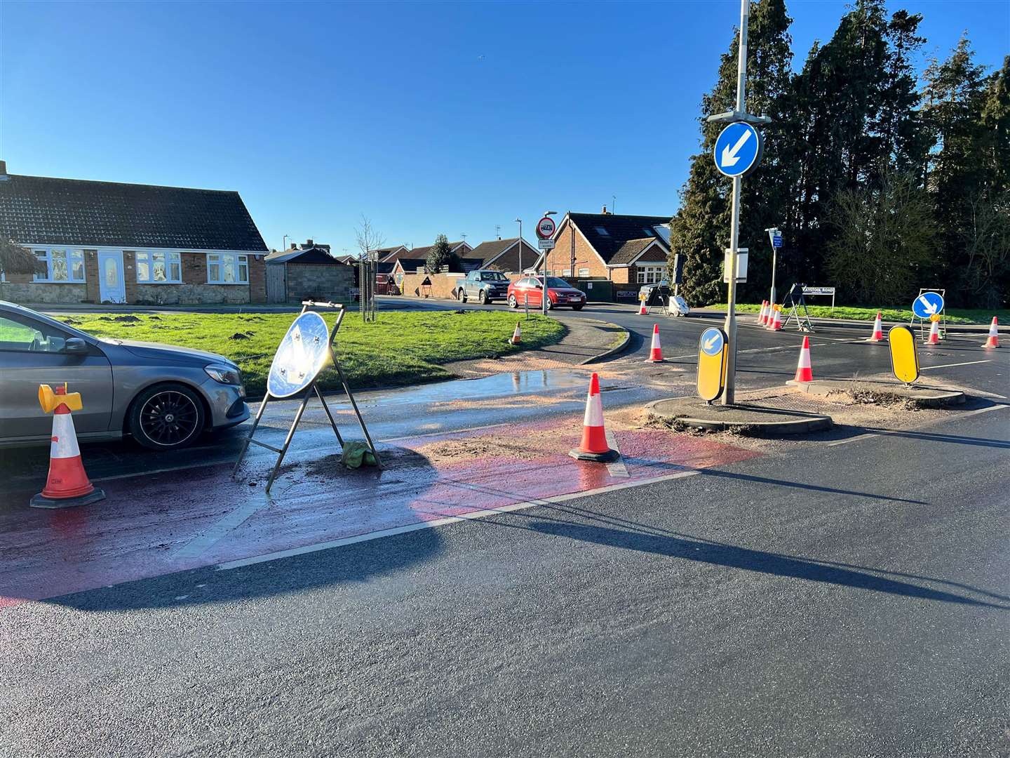 The roadworks on the A2 in Newington because of a water leak. Picture: Cllr Richard Palmer