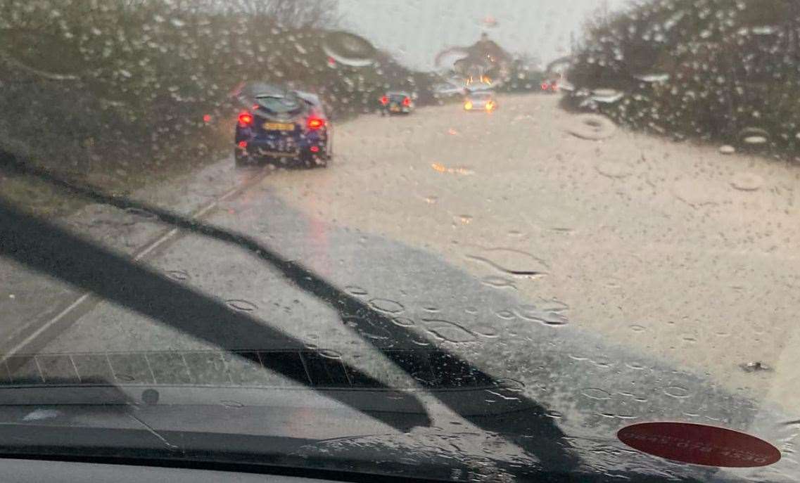 Flooding in Chestfield Road, Whitstable. Picture: Michelle Flahaut