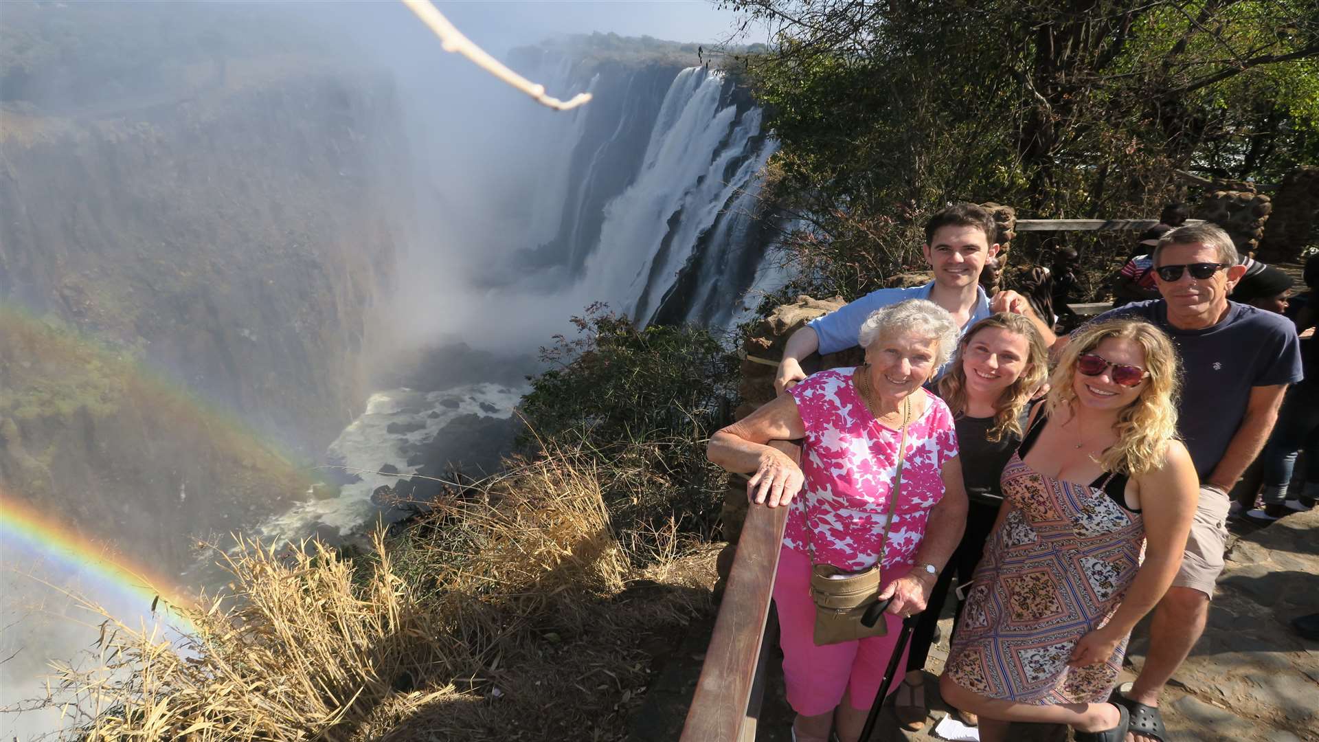 The Metcalf family at Victoria Falls on a trip to remember Gill