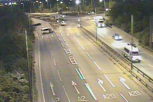 The A2 was blocked after the crash on the A2 at Kidbrooke. Picture: Transport for London