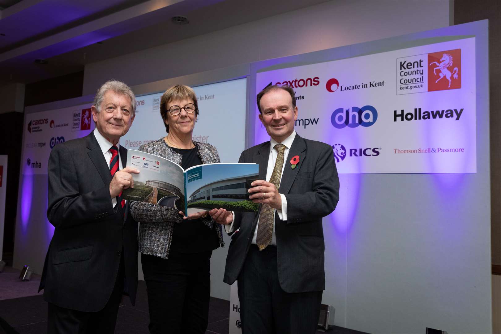Ron Roser of Caxtons; Susie Warran-Smith from Locate in Kent; and Roger Gough, leader of KCC at the launch of the Kent Property Market Report