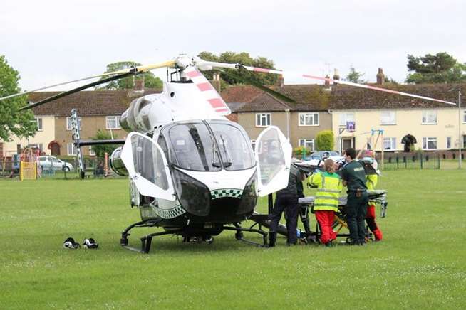 An air ambulance was rushed to Faversham. Pic: Dean Ramsden.