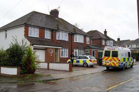 Police at the scene of a drugs bust in Milton Close, Canterbury.