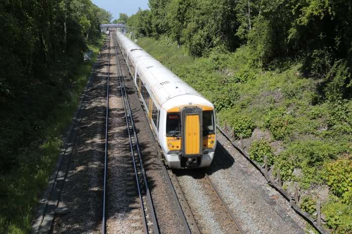 A train on the approach to Marden station