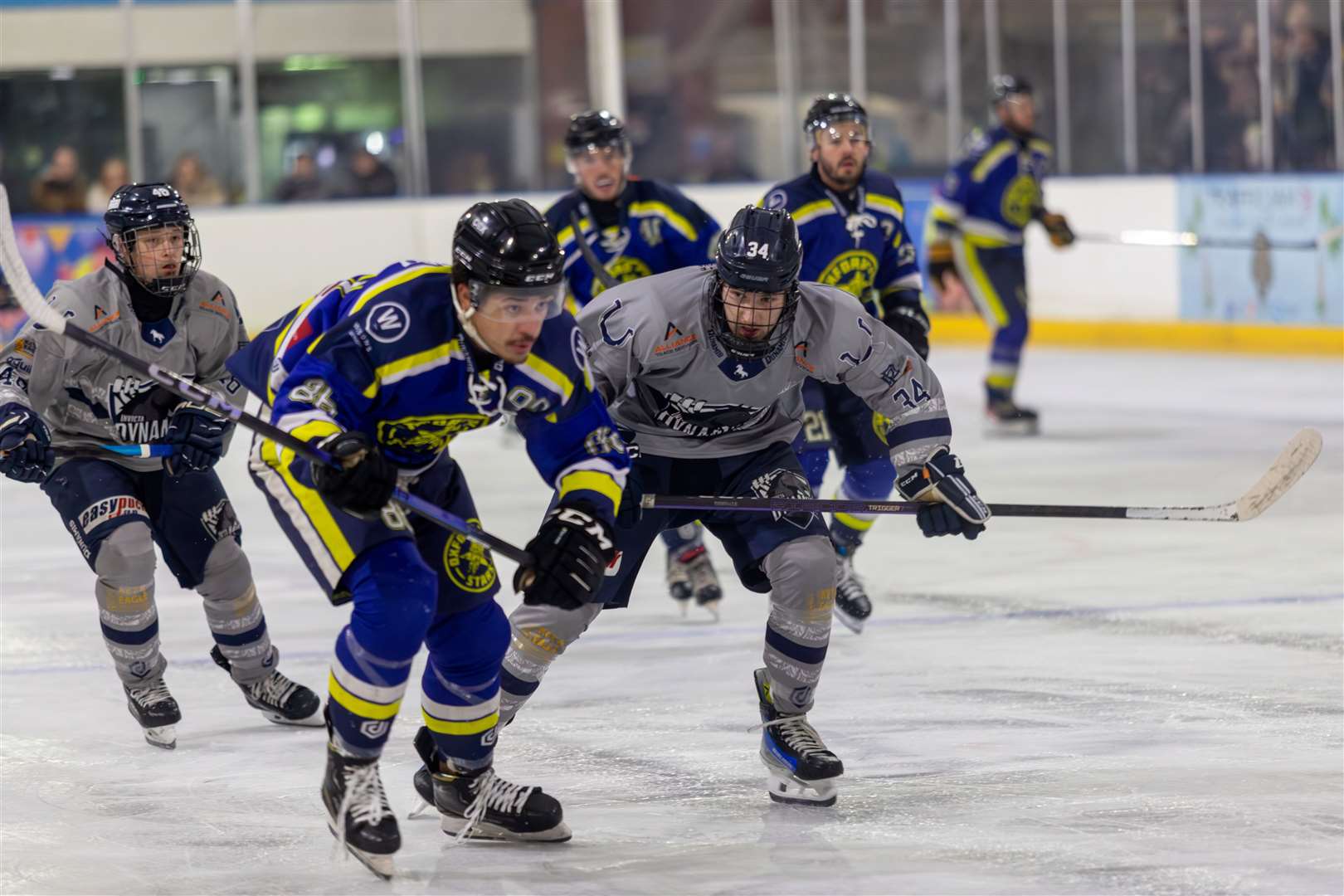 Invicta's Owen Dell puts pressure on his opponent in last weekend’s clash against Oxford City Stars Picture: David Trevallion