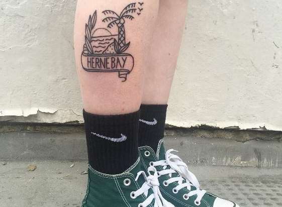 Cora Delaney has a tattoo of Herne Bay on her leg