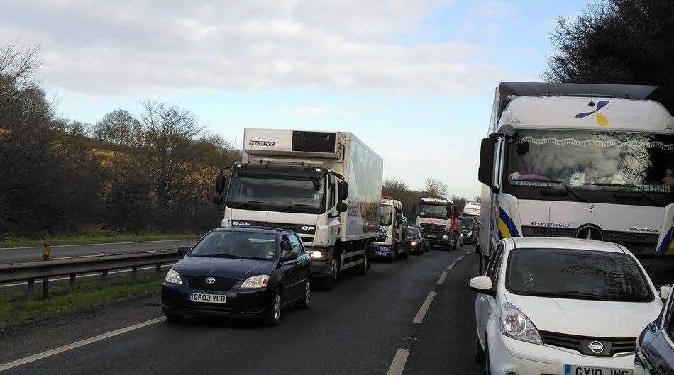 Traffic is backing up following the accident. Picture: @Craig_Photo