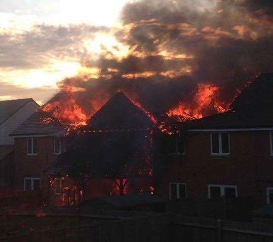 The devastating fire in Cornfield Row in Deal. Picture: Bliss Wilson