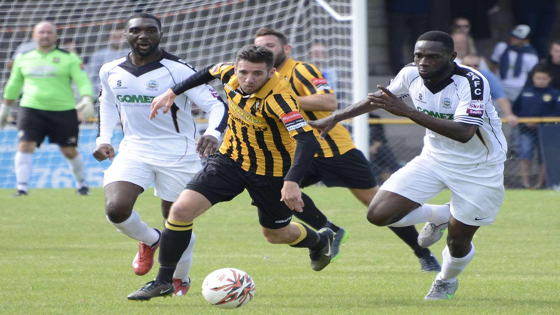 Folkestone's Ian Draycott in action against Dover Athletic Picture: Paul Amos