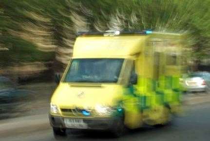 An ambulance responds to an emergency. Stock picture