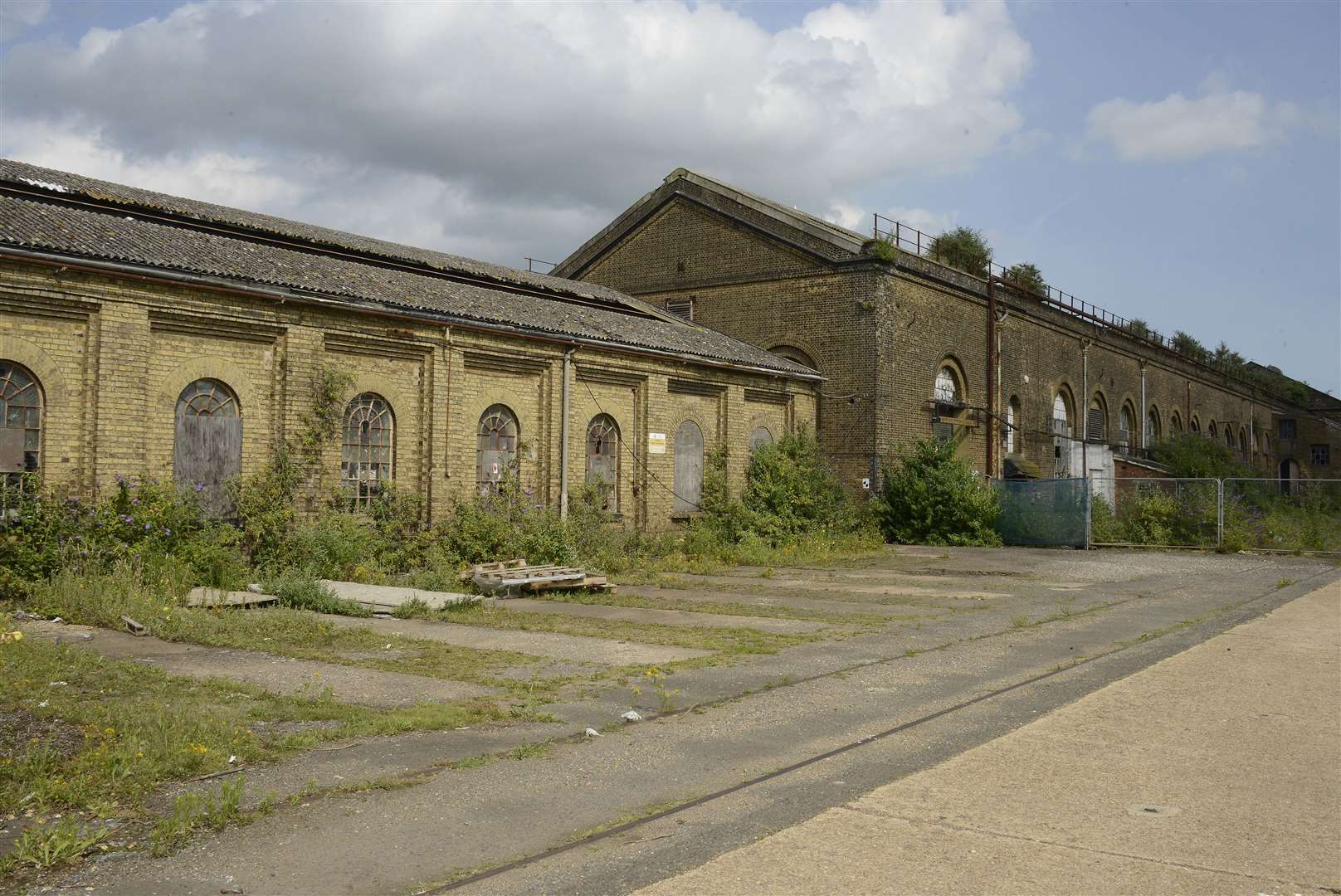The derelict sheds at the Newtown works