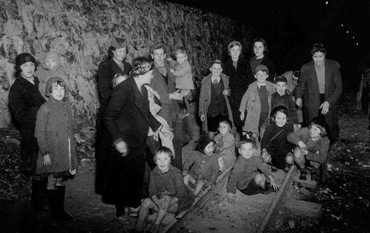 Residents taking refuge in the tunnels during the Second World War. Picture: Phil Spain
