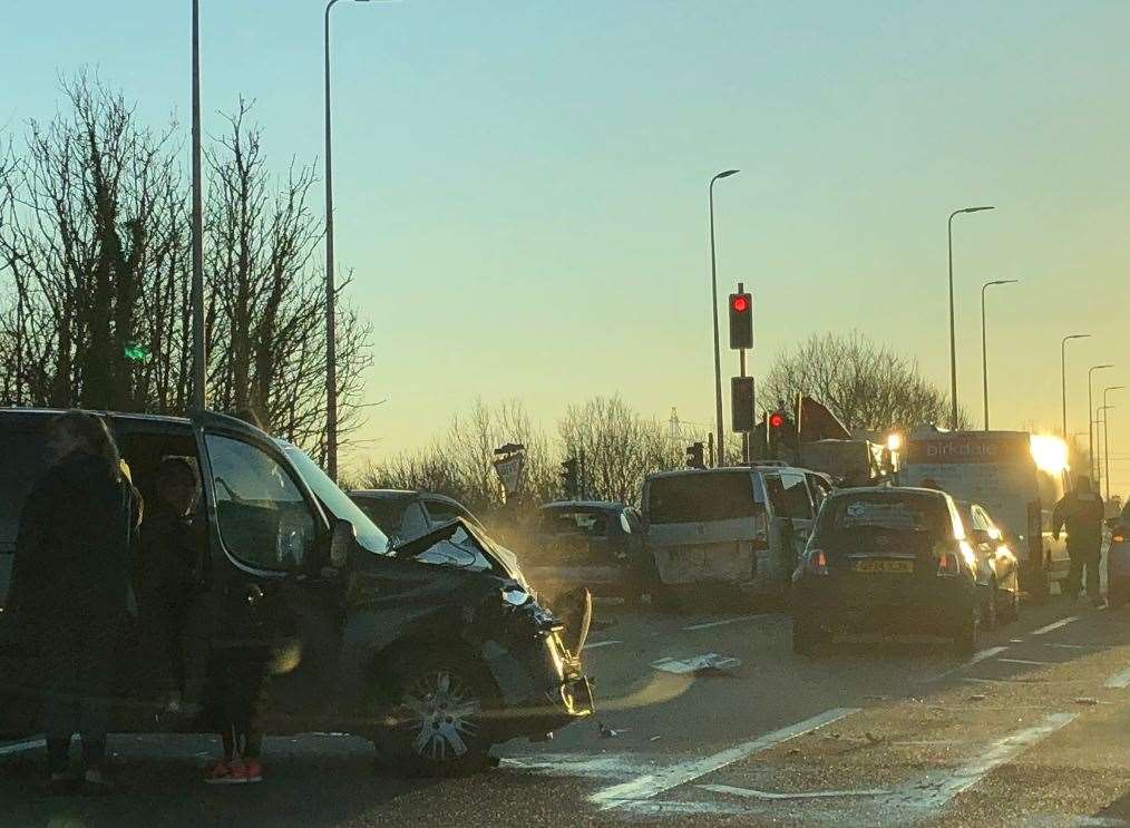 The collision involved a number of cars. Picture: Richard Esdale