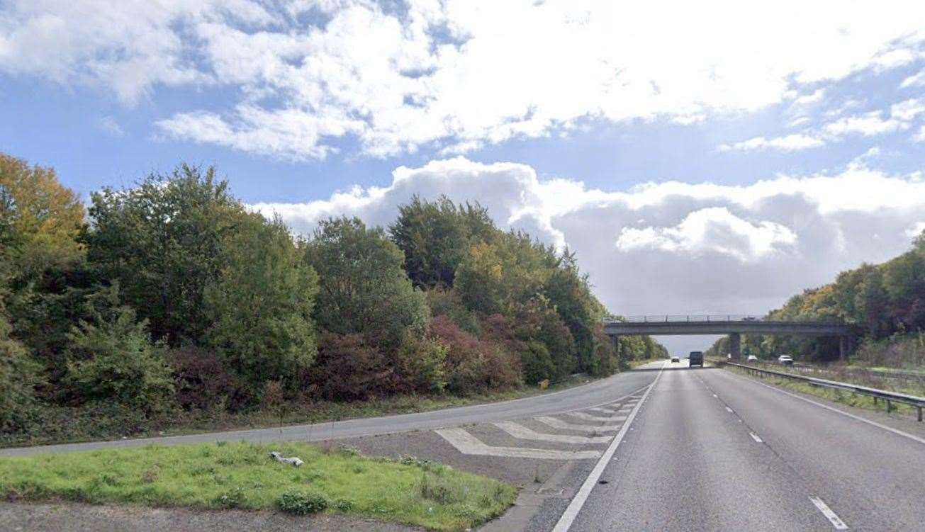 A sliproad on the A2 at Womenswold has been closed. Picture: Google