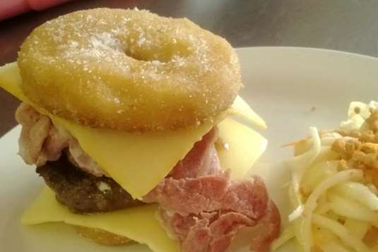 Paige's Pig-Casso cafe in Folkestone has added a doughnut burger to its menu