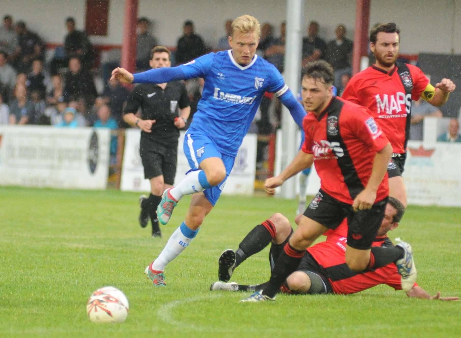 Josh Wright in action for Gillingham at Chatham Picture: Steve Crispe