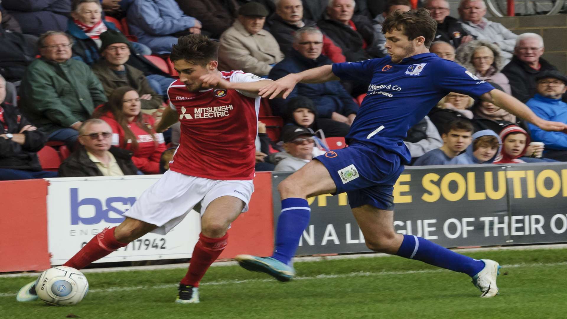 Ebbsfleet's Sean Shields looks to deliver a cross. Picture: Andy Payton