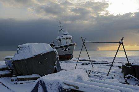 Boats covered in snow on Walmer seafront. Picture: Tony Flashman