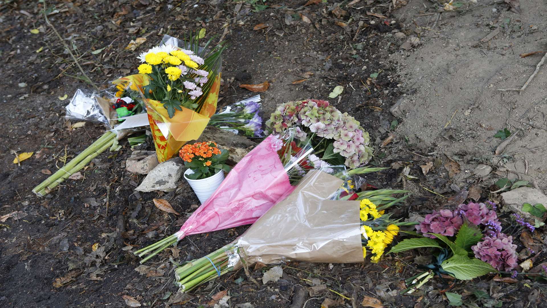 Floral tributes at the scene. Picture: Andy Jones