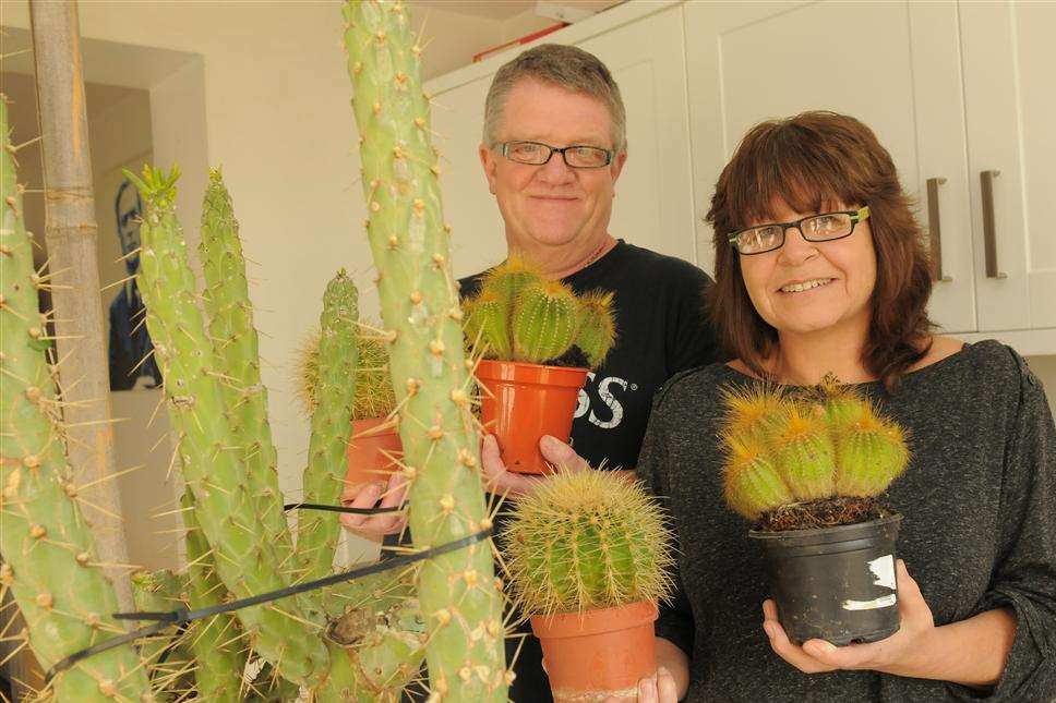 David and Bridget Bancroft with their cacti
