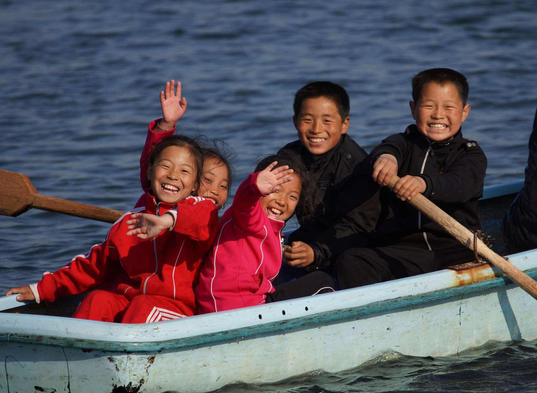 Children on a rowing lake. Picture: Young Pioneer Tours.