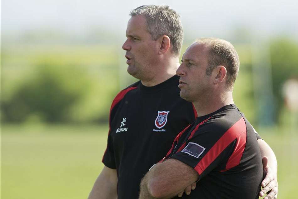 Sheppey director of rugby Andy Hosken and departed coach Pete Olliver