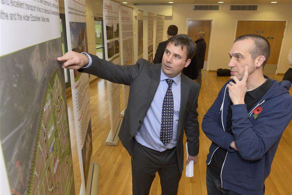 Peter Morgan from Tetlow King Architects and local town councillor Richard Lees discuss the plans.
